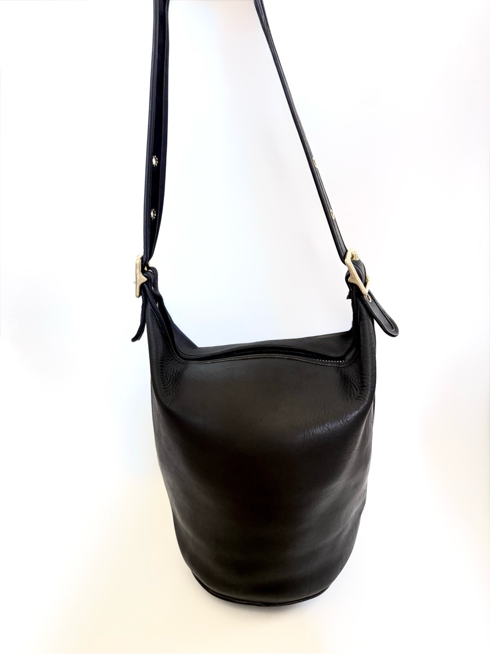 Vintage Coach 9085 Leather XL Duffle Bag Black Feed Sac Bucket Purse USA